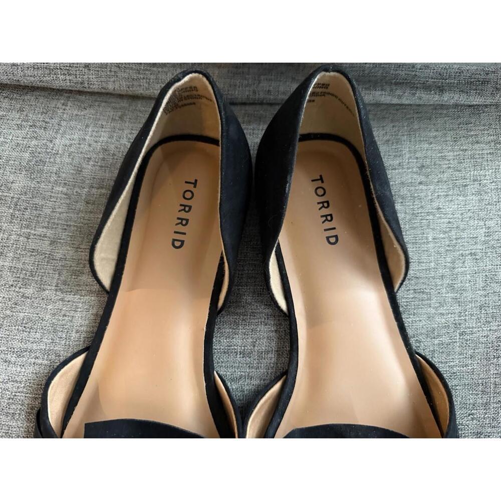 Torrid Twisted Bow Black Suede Flats Size 10 Wide New - Picture 10 of 12